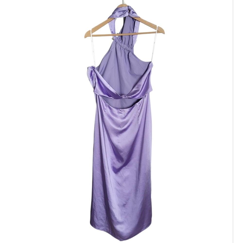 🆕️ Lulus Perfectly Sleek Lavender Satin Halter Slip Midi Dress - Picture 12 of 16